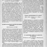 1878 - Page 1865 - L’actualité scientifique. Les sociétés savantes. Paris. Société médicale des hôpitaux de Paris. Les effets de l’acétate de désoxycorticostérone dans un cas de maladie d’Addison, (6-6-1941) / Les infarctus du myocarde, consécutifs à des embolies pulmonaires, (6-6-1941) / Urticaire hyperfolliculinique de la puberté, (13-6-1941) / Les manifestations tardives de la gonococcie du nouveau-né, (4-7-1941)