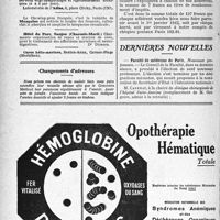 1909 - Page 1896-VI - Renseignements / Ligue médicale de défense professionnelle, « Le Sou Médical » / Dernières nouvelles / Faculté de médecine de Paris