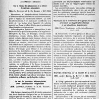 1929 - Page 1916 - L’actualité scientifique. Les sociétés savantes. Paris. Académie de médecine. Sur le régime des adolescents et le déficit de calcium alimentaire, (29-7-1941) / Un cas de syndrome adiposo-génital avec malformations congénitales, (29-7-1941) / Traitement par la testostérone d’un garçon de 22 ans présentant une hypotrophie staturale et un infantilisme hypophysaire, (22-7-1941) / Nouvelles recherches sur la toxicité de la dulcine, (22-7-1941)