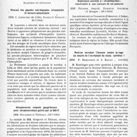 1973 - Page 1960 - L’actualité scientifique. Les Sociétés Savantes. Paris. Académie de médecine. Fluxion des glandes sub-linguales, hémophilie et carence alimentaire, (29-7-1941) / Streptococcie cutanée gangréneuse avec streptococcémie guérie par le 693 F, (29-7-1941) / Septicémie mortelle à « streptobacillus » consécutive à une morsure de rat-palmiste, (29-7-1941) / Peut-on vacciner l’homme contre la rage au moyen de l’encéphale du chien mordeur ?, (5-8-1941)