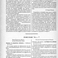 2027 - Page 2014 - Libres opinions. La suppression de l’Entente directe et l’abaissement des tarifs médicaux / Avez-vous lu...... ?. Horizons et perspectives littéraires. — Guillaume Ducastel, René Debresse, éditeur, Paris / Les Étapes de la médecine par Jean Fauvet, Presses Universitaires de France