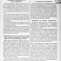 2064 - Page 2051 - L’actualité scientifique. Sociétés Savantes. Montpellier. Société des sciences médicales et biologiques de Montpellier et du Languedoc méditerranéen. L’exploration fonctionnelle du foie dans la mélitococcie / Considérations sur un cas de syndrome secondaire malin de diphtérie. Insuffisance cardiaque aiguë. Efficacité de la strychninothérapie intensive / Toulouse. Société de médecine, chirurgie et pharmacie. Le traitement de la méningococcie / Radiothérapie des affections inflammatoires / Sur un cas d’ossification du cristallin et de la choroide