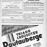 2086 - Page LIX-2073 - Application des tarifs d’honoraires. Accidents du Travail. Extraction d’un fragment d’aiguille dans un doigt avec double radioscopie / Assurances sociales. Suture de la rotule / Assurances sociales. Soins donnés dans un hôpital public aux assurés sociaux assistés