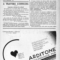 2098 - Page XIII-2085 - Société français d’histoire de la médecine / A travers l’officiel / Inspection médicale de la Santé / Echos & Commentaires / Assurance obligatoire contre la responsabilité. — Charbon. — Avocats et médecins étrangers. — Encouragement à la famille et allocations familiales