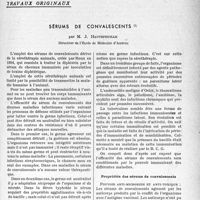 2154 - Page 2141 - Partie scientifique / Travaux originaux. Sérums de convalescents, par M. J. Hautefeuille. Propriétés des sérums de convalescents