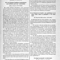 2169 - Page 2156 - L'actualité scientifique. Les Sociétés Savantes. Paris. Académie de médecine. Sur une demande d’addition d’antiseptiques aux confitures pour leur conservation, (14-10-1941) / De la fréquence de l’aortite non syphilitique en clinique rurale. Essai de pathogénie et de traitement, (19-8-1941) / Un danger qui grandit : la tuberculose, (2-9-1941)
