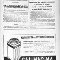2190 - Page LIX-2177 - Allocations familiales. Pas d’exonération des cotisations pour les médecins « employeurs » / Les cotisations pour les allocations familiales ne sont pas dues en cas de suspension de l’exercice de la profession / Application des tarifs d’honoraires. Accidents du Travail. Réduction de fracture. Sous écran. Après pose d’appareil plâtré