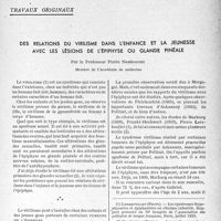 2206 - Page 2193 - Partie scientifique / Travaux originaux. Des relations du virilisme dans l’enfance et la jeunesse avec les lésions de l’épiphyse ou glande pinéale, par le Professeur Pierre Nobécourt