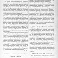 2220 - Page 2207 - L’actualité scientifique. Les Sociétés Savantes. Paris. Société médicale des hôpitaux de Paris. Sur les thromboses de l’artère pulmonaire dans les cardiopathies, (11-7-1941) / Société médico-chirurgicale des hôpitaux libres, Séance du 27 mai 1941. L’hypertension artérielle d’origine surrénale / A propos d’un cas de péricardite calciflante / Infarctus du cœur. Étude anatomique
