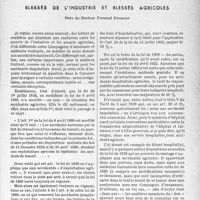 2228 - Page 2215 - Accidents du travail. Blessés de l'industrie et blessés agricoles, note du Docteur Fernand Discourt
