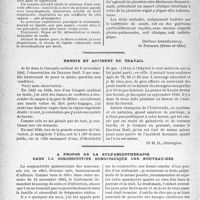 2269 - Page 2256 - Clinique chirurgicale. Pleurésie séro-fibrineuse et rhumatisme. le mode d’apparition de ces cancers, à la base d'une prophylaxie rationnelle / Hernie et accident du travail / A propos de la sulfamidothérapie dans la conjonctivite gonococcique des nouveau-nés