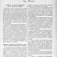 2270 - Page 2257 - L’actualité scientifique. La Presse. La détection des rayons mitogénétiques par les anneaux de Liesegand [(La Presse Médicale, avril 1941)] / Explorations fonctionnelles, échelonnées et convergentes, et diagnostic hormonal dans la stérilité [(Revue français, de gynécologie, octobre 1941)]