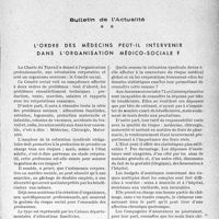 2274 - Page 2261 - Partie professionnelle / Bulletin de l’Actualité. L’ordre des médecins peut-il intervenir dans l’organisation médico-sociale ?