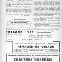 2297 - Page 2284-LXII - Application des tarifs d’honoraires. Accidents du Travail. Infiltration anesthésique et électrolyse en une même séance / Assurances sociales. Contention d’une fracture par gouttière et attelles