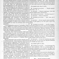 2312 - Page 2299 - Travaux originaux. Faculté de médecine de Paris. Clinique des maladies mentales et d’encéphale, par M. le Professeur Laignel-Lavastine. Accès maniaque en voie de guérison, survenu à la suite d’un accouchement chez une déséquilibrée cyclothymique / Accès maniaque guéri chez une oligophrène