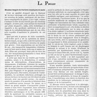 2316 - Page 2303 - L'actualité scientifique. La Presse. Résultats éloignés des fractures compliquées de jambe [(Gazette des Hôpitaux, 13 septembre 1941)] / Étude critique du traitement des fibromes utérins par l’hystérectomie [(Revue de chirurgie, avril-juin 1941)]
