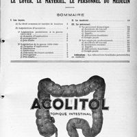2358 - Page 1 - Supplément mensuel d'avril 1941 / Documentation professionnelle permanente du médecin praticien / Le loyer, le matériel, le personnel du médecin / Sommaire