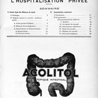 2418 - Page 1 - Supplément mensuel de Juin 1941 / Documentation professionnelle permanente du médecin praticien / L’hospitalisation privée / Sommaire