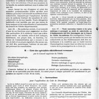 2457 - Page 20 - Code de déontologie. Médecine sociale et médecine collective / Liste des spécialités officiellement reconnues / Instructions