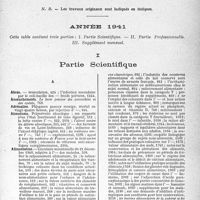 2530 - Page 2321 - Table des matières contenues dans le «concours médical» / Année 1941. Partie Scientifique