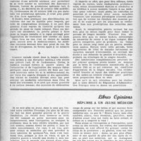 0039 - Page 22 - Partie professionnelle. Le médecin praticien devant la longue maladie, par le Docteur Gueit. L’ordre modèle 46 est élu / Libres opinions. Réponse à un jeune médecin