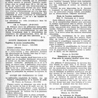 0095 - Page 78 - Partie scientifique. Les sociétés savantes. Académie de médecine. Prévention de la syphilis expérimentale du lapin par la pénicilline, (9-10-1945) / Les altérations des voies bronchiques dans les pneumoconioses, (16-10-1945) / Société française de gynécologie. Vaginites de causes exceptionnelles, (15-3-1945) / Société des chirurgiens de Paris. La subluxation congénitale de l'adulte, vue par l'examen radiographique de la hanche de profil, (20-4-1945) / Société médicale et anatomo-clinique de Lille. Séance du 20-3-1945. Infarctus du myocarde à forme abdominale. Vérification anatomique / Étude de l'eczéma expérimental / Séance du 24-4-1945. Présentation de photographies d'une série de monstres doubles ayant vécu / Réunion lyonnaise de la société française de dermatologie et de syphiligraphie. Séance du 19-4-1945. Le traitement de Charpy dans un cas de maladie de Besnier-Boeck et dans un cas de sarcoïdes hypodermiques