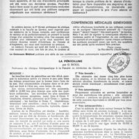 0124 - Page 107 - Partie scientifique. Inconvénients et avantages des soins donnés à la chevelure, par P. Louyot. Action des agents physiques / Conférences médicales genevoises / La pénicilline, par G. Bickel. Biologie / Mode d'utilisation
