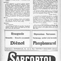 0149 - Page 132 - Dernières nouvelles. Syndicat des Médecins de l’Aisne et A. M. T / Xe Congrès français de gynécologie / Naissances / Mariage / Nécrologie [Noël Fiessinger, Docteur J. A. Linard]