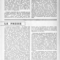 0160 - Page 143 - Partie scientifique. Les sociétés savantes. Société de pathologie comparée. Séance du 10-4-1945. L’inégale répartition de la mortalité par tuberculose dans les départements français / L’Inégale répartition de la mortalité par tuberculose pulmonaire dans les arrondissements et quartiers de Paris / La presse. A propos du test de Schiller [(Société Française de Gynécologie, in Revue de Gynécologie, 28 mai 1945)] / Traitement des troubles pré-menstruels par le chlorure d’ammonium [(Praxis, 1er novembre 1945)]