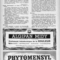 0181 - Page 164 - Dernières nouvelles. Les Médecins de Nice et la Sécurité sociale / Conseil départemental do l’Ordre des Médecins de l’Aisne / Syndicat Départemental de l’Aisne / Naissances / Nécrologie [François, Professeur Maurice Villaret, Docteur Elisée Charra, Docteur André Coustou, Docteur André Engel, M. Paul Poulet]