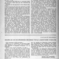 0254 - Page 237 - Partie scientifique. Les furoncles de la lèvre supérieure et de l’aile du nez, par George Pascalis / L’actualité biologique. Encore un cas de grossesse méconnue par le laboratoire d’analyse