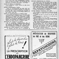 0275 - Page 258 - Dernières nouvelles. Faculté de médecine de Paris / Faculté de médecine de Montpellier / Clinique d’accouchements Tarnier / Centres de pénicillinothérapie de l’hôpital Tenon / Conférences sur l'histoire de la syphilis / Ministère de la Santé publique et de la Population / Laboratoire départemental des Ardennes / Journées Médicales Tunisiennes, avril 1946