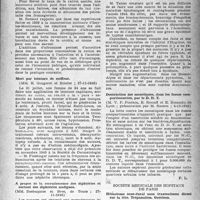 0290 - Page 273 - Partie scientifique. Les sociétés savantes. Académie de médecine. Accroissement de la valeur nutritive du pain par l’addition aux farines des albumines du lait, (20-11-1945) / Mort par teinture de coiffeur, (27-11-1945) / A propos de la recrudescence des diphtéries et surtout des diphtéries malignes, (11-1945) / Rapport sur l’état sanitaire en France en 1944, (27-11-1945) / Destruction des moustiques, dans les fosses compartimentées, par le D. D. T, (4-12-1945) / Société médicale des hôpitaux de Paris. Hématome sous-dural sans traumatisme direct sur la tête. Trépanation. Guérison, (18-1-1946)