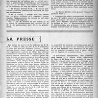 0292 - Page 275 - Partie scientifique. Les sociétés savantes. Société française de gynécologie. Séance du 28-5-1945. Le diagnostic précoce du cancer du col / La presse. Les avions au service de la médecine en U. R. S. S [(Médecine et Hygiène, 15 novembre 1945)] / La tuberculose amygdalienne, dite primitive, chez l’adulte [(Montpellier Médical, mars-avril 1945)]