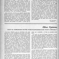 0299 - Page 282 - Partie professionnelle. Méditation sur deux conceptions divergentes de la médecine d’A. S / Libres opinions. Faut-il demander notre fonctionnarisation pour l’éviter ?
