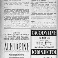 0309 - Page 292 - Correspondance. Aide médicale temporaire. Affection sans rapport avec la captivité / Exercice de la médecine. Partage d’honoraires avec la succession d’un confrère décédé