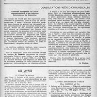0326 - Page 309 - Partie scientifique. Conférences médicales genevoises. La thérapeutique anti-coagulante moderne, par G. Bickel / Consultations médico-chirurgicales. Comment interpréter les suites impressionnantes d’une injection intraveineuse de Gonacrine / Les livres. Les interventions de pratique médicale courante, par Jean Olmer, P. Buisson et M. Audier, G. Doin et Cie, éditeurs / Livres récemment parus