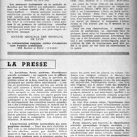 0360 - Page 343 - Partie scientifique. Les sociétés savantes. Société médicale des hôpitaux de Paris. Ictère hémolytique, acquis syphilitique avec anémie intense guéri par les Arsénones, (1-2-1946) / Société de médecine de Paris. Séance du 26-5-1945. Les nouveaux traitements de la maladie de Basedow par les dérivés des sulfamides comportant un radical soufré / Société médicale des hôpitaux de Lyon. La sédimentation sanguine, critère d’évolutivité dans l’aortite syphilitique, (19-6-1945) / Quelques cas de pneumonies post-traumatiques, (19-6-1945) / La presse. Le juvénilisme facial, syndrome d’insuffisance sexuelle secondaire ; ses rapports avec la pathologie hépatique [(La Semaine des Hôpitaux, 28 décembre 1945)] / L’hypertension artérielle paroxystique par paragangliome surrénal [(La Semaine des Hôpitaux, 7 janvier 1946)] / Forme mineure, non tumorale, de l’hypertension artérielle paroxystique d’origine surrénale [(La Semaine des Hôpitaux, 7 janvier 1946)]