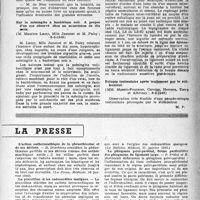 0432 - Page 415 - Partie scientifique. Les sociétés savantes. Société médicale des hôpitaux de Paris. Vingt cas d’ostéopathie de la faim, avec fractures ou images fractures, observés dans le cours de l’année 1945, (8-2-1946) / Sur la méningite à bactérium coli. À propos d’un cas observé chez un nourrisson de dix mois, (8-2-1946) / Un procédé technique permettant d’identifier facilement l’espace intervertébral cherché au cours des opérations pour sciatiques : le repérage coloré profond pré-opératoire sous contrôle radiologique, (8-2-1946) / Ectopie testiculaire après traitement par le stilboestrol, (8-2-1946) / La presse. L’action anthelminthique de la phénothiazine et de ses dérivés [(La Presse Médicale, 26 janvier 1946)] / La pénicilline et les endocardites malignes [(Le Bulletin Médical, 21 janvier 1946)] / Le phlegmon pelvi-pariétal, forme particulière des phlegmons du ligament large [(Rev. Franç. de Gynécologie, décembre 1945)]