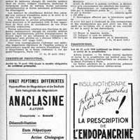 0487 - Page 470 - À travers l’officiel. Contrôle médical, scolaire / Certificat prénuptial / Prostitution