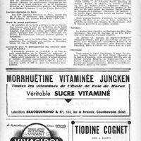 0675 - Page 660 - Sommaire. Poste de médecin-adjoint de sanatorium / Journées dentaires de Paris / Revue de presse américaine / Association pour le développement des relations médicales (A. D. R. M) / Naissances / Mariages / Nécrologie. [Docteurs Auguste Baudon, Auguste Gauducheau]