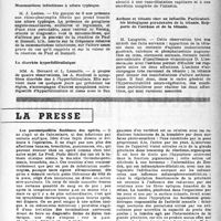 0684 - Page 671 - Partie scientifique. Les sociétés savantes. Société médicale et anatomo-clinique de Lille. Séance du 30-10-1945. Calculs de l’uretère pelvien juxta-vésical / Mononucléose infectieuse à allure typhique / La diarrhée hyperfolliculinique / Asthme et tétanie chez un infantile. Particularités biologiques paradoxales de la tétanie. Rapports de l’asthme et de la tétanie / La presse. Les pneumopathies fantômes des opérés [(Le Progrès Médical, 10 avril 1946)] / Un facteur biologique universel : la lumière [(. Gaz. Méd. de France, avril 1946)]