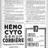 0703 - Page 688 - Dernières nouvelles. Faculté de médecine de Paris / Faculté de médecine de Lyon / École de médecine de Rennes / Hôpitaux de Paris / Éducation physique et sports / Médaille du professeur Duvoir / Hôpital de Montélimar / Dispensaires antivénériens de la Savoie / Laboratoire de l’hôpital de Niort / Syndicat des Chirurgiens de Paris et de la région parisienne