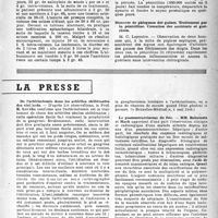 0748 - Page 733 - Partie scientifique. les sociétés savantes. Société médicale et anatomo-clinique de Lille. Anurie consécutive à un traitement salicylé. Guérison par infiltrations splanchniques, (16-10-1945) / Séance du 13-11-1945. Abcès péri-prostatique rebelle ; guérison par la pénicilline / Menaces de phlegmon des gaines. Traitement par la pénicilline. Cessation des accidents et guérison / La presse. De l’artériectomie dans les artérites oblitérantes des vieillards [(« Bruxelles-Médical », . 4 mai 1946)] / Le psammocarcinome du foie [(« Le Foie », mars-avril 1946)]