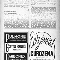 0762 - Page 747 - Correspondance. Application du tarif des assurances sociales. 1° Consultation de spécialité ; 2° Notes en série ; 3° Certificat ; 4° Corps étrangers multiples de l’oeil / Questions diverses. Loyers des garages
