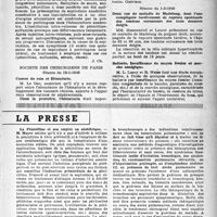 0812 - Page 797 - Partie scientifique. Les sociétés savantes. Société médicale des hôpitaux de Paris. Septicémie à Bacillus perfringens consécutive à des phénomènes de choc d’origine probablement alimentaire, (5-4-1946) / Société des chirurgiens de Paris. Séance du 18-1-1946. Cancer du rein et Hématurie / Séance du 1-2-1946. Deux cas de maladie de Madelung, dont l'une compliquée tardivement de rupture spontanée des tendons extenseurs des trois derniers doigts / Boiterie. Insuffisance du moyen fessier et marche analgique / La presse. La Pénicilline et son emploi en obstétrique [(« La Puériculture », mars 1946)] / La Bronchoscopie dans la pratique pneumologique [(« La Semaine des Hôpitaux », 7 mai 1946)]