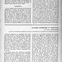 0840 - Page 825 - Partie scientifique. Le mot aliéné, sa définition, par R. Benon. Éléments d’inexactitude / Conséquences / Racisme, eugénisme et génétique, par Pierre Labignette