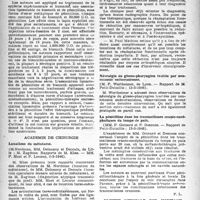 0843 - Page 828 - Partie scientifique. Les sociétés savantes. Académie de médecine. Traitement de la syphilis expérimentale et hu - humaine par une association liposoluble de bismuth et d’ester méthylique de pénicilline, (7-5-1946) / Académie de chirurgie. Luxations du métatarse, (6-3-1946) / Névralgie du glosso-pharyngien traitée par neurotomie endocrânienne, (13-3-1946) / La pénicilline dans les traumatismes cranio-encéphaliques du temps de paix, (13-3-1946) / Société médicale des hôpitaux de Paris. Un cas d’anémie grave rebelle à tout traitement guéri par la méthionine, (12-1-46)