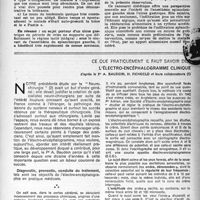 0872 - Page 857 - Partie scientifique. Intolérance alimentaire due à un ulcus de la petite courbure. Étude journalière de la tolérance alimentaire recouvrée sous le couvert de l’infiltration splanchnique gauche, par P. Decoufle / Ce que pratiquement il faut savoir de l’électro-encéphalogramme clinique, d’après le Pr A. Baudoin, H. Fichgold et leurs collaborateurs