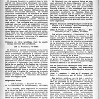 0875 - Page 860 - Partie scientifique. Les sociétés savantes. Académie de médecine'. Les composés organo - métalliques de cuivre dans le rhumatisme chronique, (7-5-1946) / Présence du virus spécifique dans la moelle osseuse sternale des syphiliques, (7-5-1946) / Proposition Blécor, (14-5-1946) / Société médicale des hôpitaux de Paris. Nouvelles mesures sur l’impédance cutanée dans les dermatoses, (3-5-1946) / Purpura fulminans méningococcique associé à méningite C. S. à méningo. Sulfamidothérapie intensive et sérothérapie. Guérison, (3-5-1946) / Sur les pancréatites chroniques avec ictère. Néoplasme pancréatique simulant une pancréatite avec ictère. Anastomose bilio-digestive et survie prolongée, (3-5-1946)